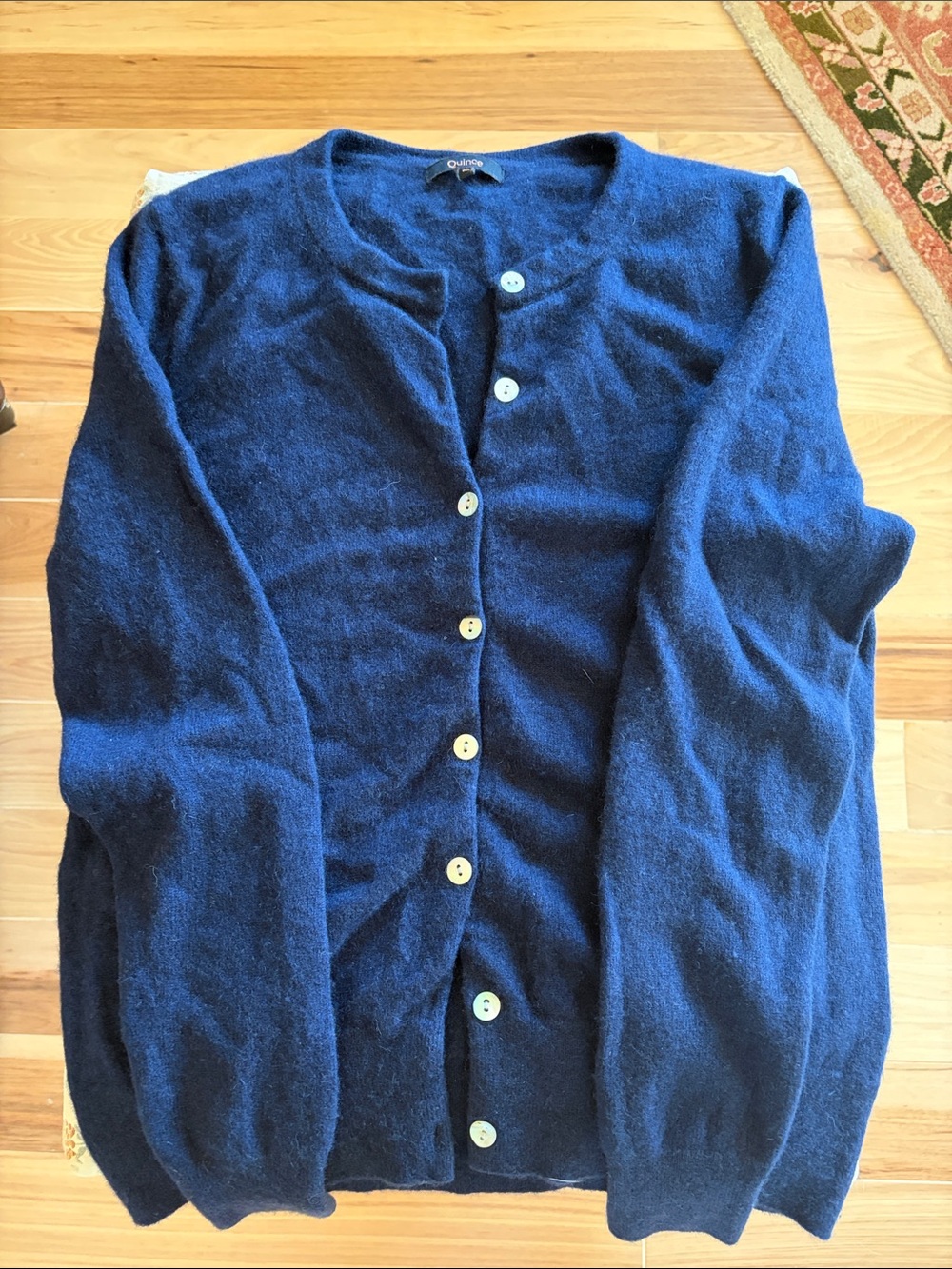 Quince Navy Cashmere Cardigan